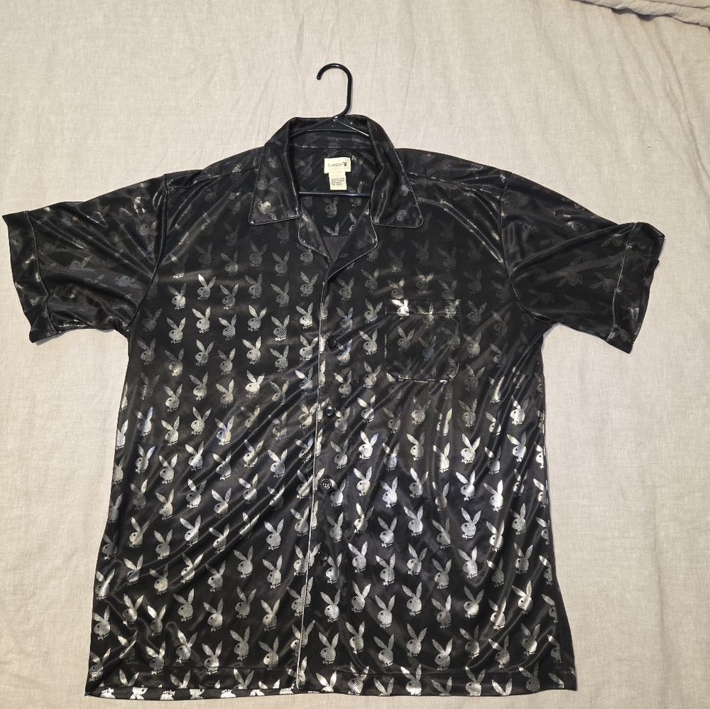 PLAYBOY Black and Silver Logo Shirt